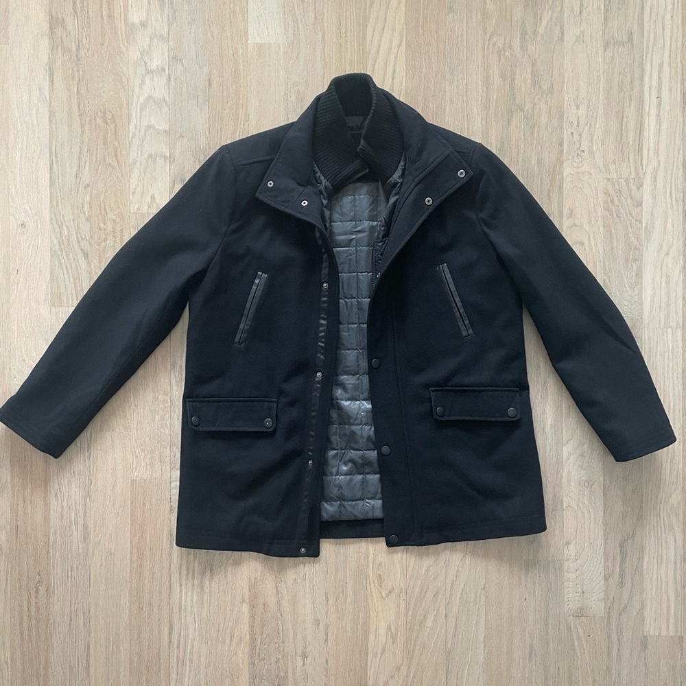 Kenneth Cole New York Men’s Black Wool Winter Coat Jacket Size Large